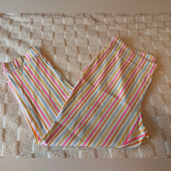 Crown & Ivy Pink and Yellow Sweatpants Relaxed Fit - Picture 1 of 4